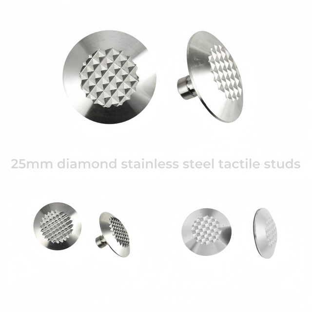 Perno per pavimentazione tattile in acciaio inossidabile diamantato da 25 mm per la sicurezza stradale RY-DS127/165