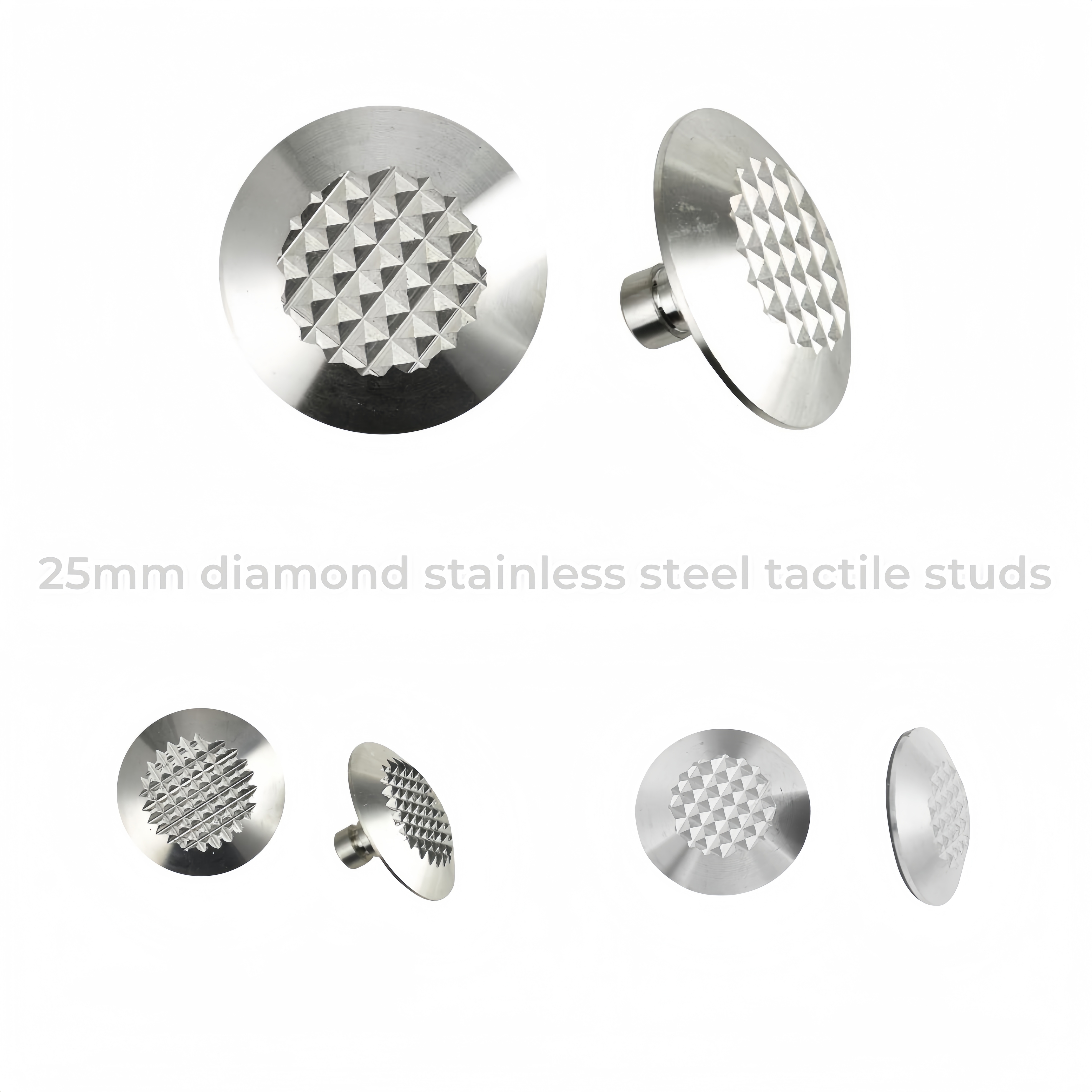 Perno per pavimentazione tattile in acciaio inossidabile diamantato da 25 mm per la sicurezza stradale RY-DS127/165