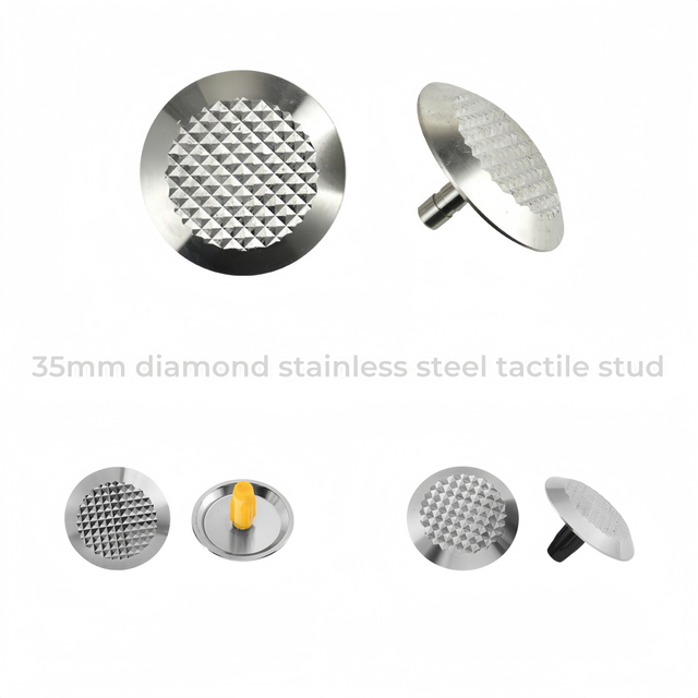 Indicatore tattile piramidale antiscivolo con diamante in acciaio inossidabile perno per pavimentazione RY-DS107